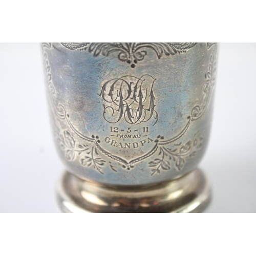 373 - Antique Edwardian 1909 Birmingham Sterling Silver Christening Cup (121g)