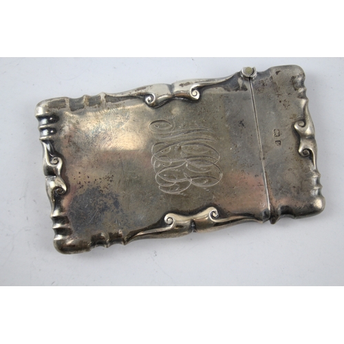 379 - Antique Edwardian 1909 Birmingham Sterling Silver Calling Card Case (39g)