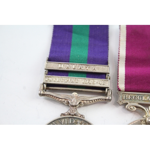 397 - ERII Army Long Service Medal Pair G.S.M 19139274 Pte J.M Macrae R.A.O.C