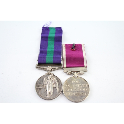 397 - ERII Army Long Service Medal Pair G.S.M 19139274 Pte J.M Macrae R.A.O.C