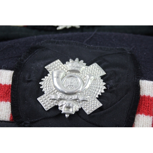 406 - Scottish Military Glengarry Hats & Badges Inc HLI, A&SH, Liverpool Scottish x 4