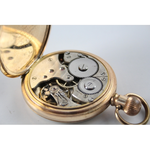 455 - Vintage Open Face Rolled Gold Pocket Watch Hand-Wind  WATCH RUNS