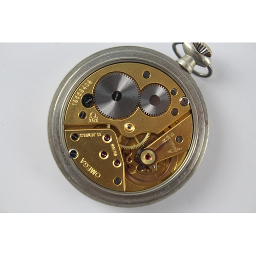 459 - Vintage Omega Open Face Pocket Watch Hand-Wind  WATCH RUNS