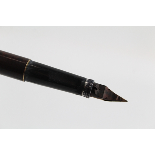 463 - Vintage Parker 75 Brown Lacquer Fountain Pen w/ 14ct Gold Nib WRITING