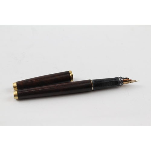 463 - Vintage Parker 75 Brown Lacquer Fountain Pen w/ 14ct Gold Nib WRITING