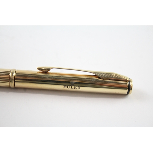 468 - PARKER x ROLEX Gold Plated Insignia Ballpoint Pen / Biro WRITING Leather Pouch