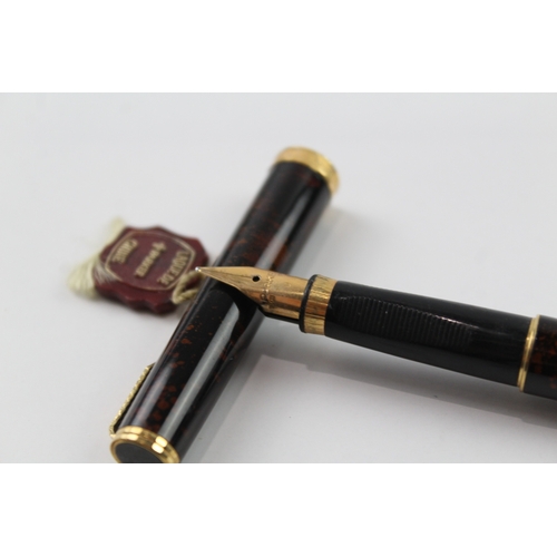 476 - Vintage Parker 85 Brown Chinese Lacquer Fountain Pen w/ 14ct Nib WRITING