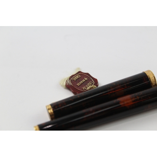 476 - Vintage Parker 85 Brown Chinese Lacquer Fountain Pen w/ 14ct Nib WRITING