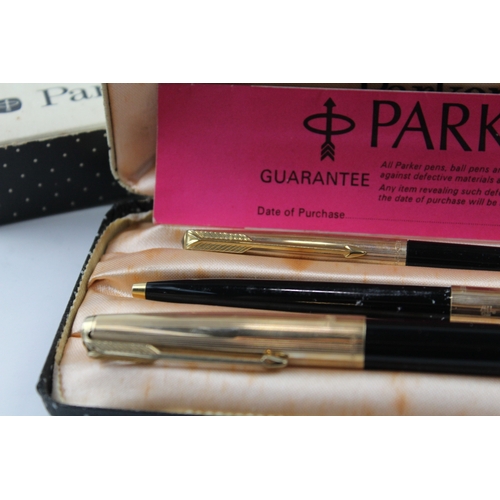 477 - Vintage Parker 51 Black Fountain Pen w/ 14ct Gold Nib WRITING Boxed