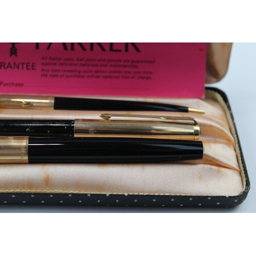 477 - Vintage Parker 51 Black Fountain Pen w/ 14ct Gold Nib WRITING Boxed