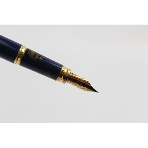 479 - Waterman Navy Lacquer Fountain Pen w/ 18ct Gold Nib WRITING