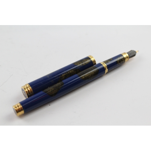 479 - Waterman Navy Lacquer Fountain Pen w/ 18ct Gold Nib WRITING