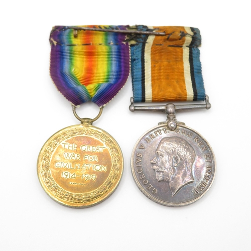 391 - WW1 Mounted Medal Pair 57658 Pte G. E. Fry Devon Regt