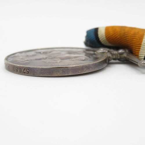 391 - WW1 Mounted Medal Pair 57658 Pte G. E. Fry Devon Regt