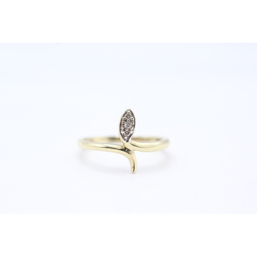 107 - 9ct gold diamond snake ring (1.8g) Size P