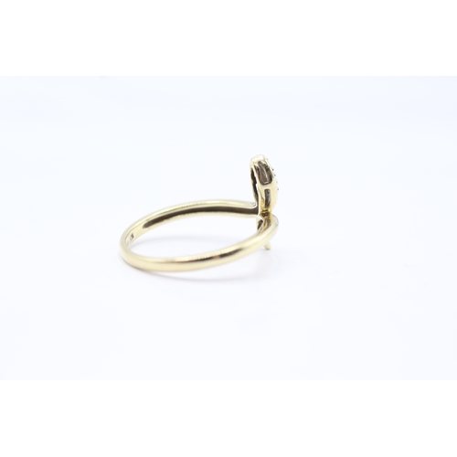 107 - 9ct gold diamond snake ring (1.8g) Size P