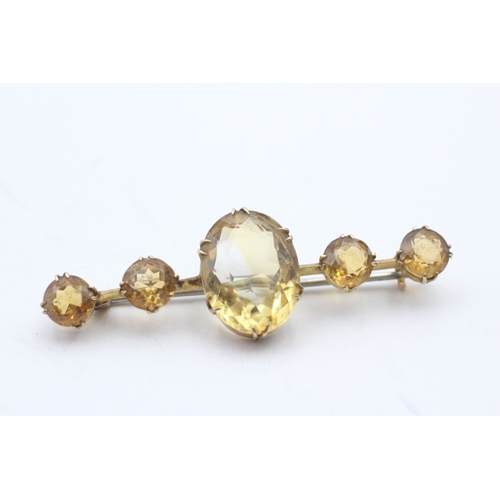 11 - 9ct gold citrine bar brooch (7.2g)