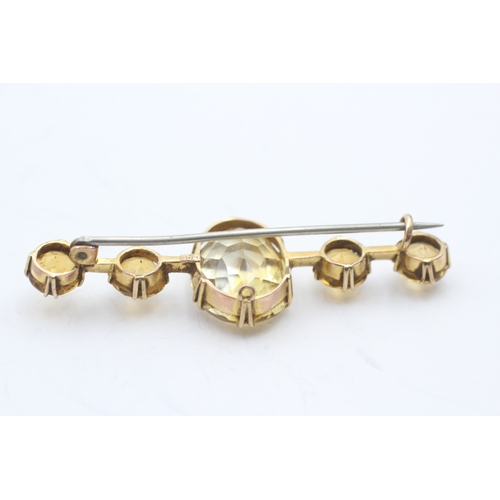 11 - 9ct gold citrine bar brooch (7.2g)