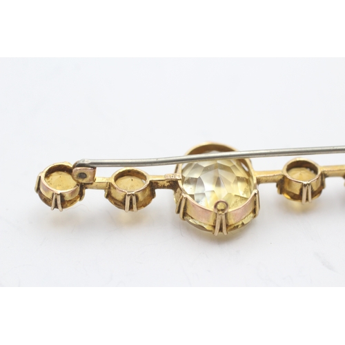 11 - 9ct gold citrine bar brooch (7.2g)