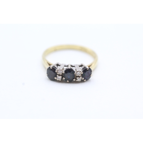 115 - 18ct gold sapphire and diamond ring (3g) Size N