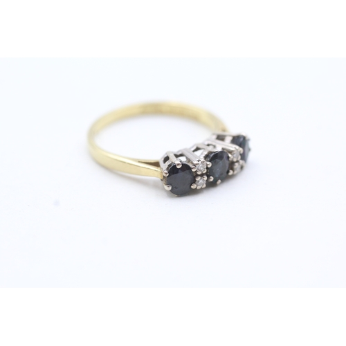 115 - 18ct gold sapphire and diamond ring (3g) Size N