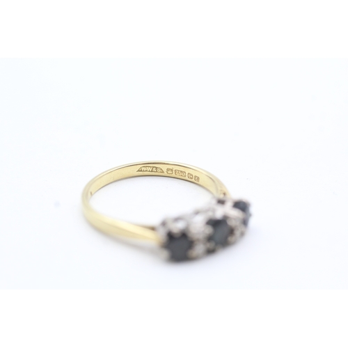 115 - 18ct gold sapphire and diamond ring (3g) Size N