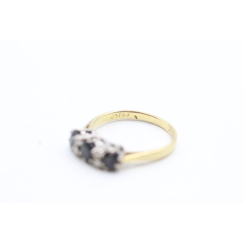 115 - 18ct gold sapphire and diamond ring (3g) Size N