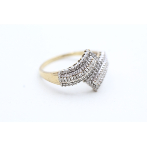 119 - 9ct gold diamond dress ring (3.2g) Size V