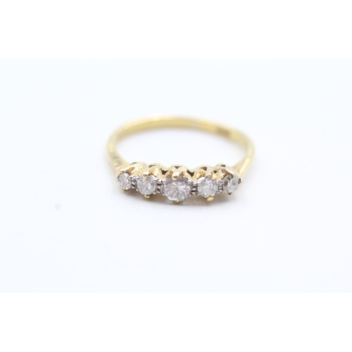 125 - 18ct gold diamond five stone ring (2.6g) Size O