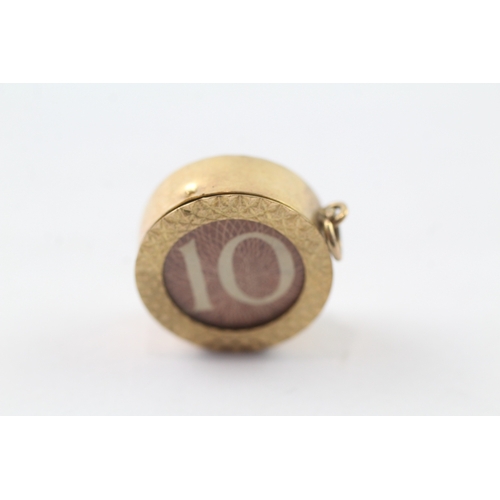 132 - 9ct gold vintage money note charm