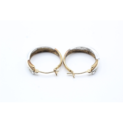 157 - 9ct gold and diamond hoop earrings (3.3g)