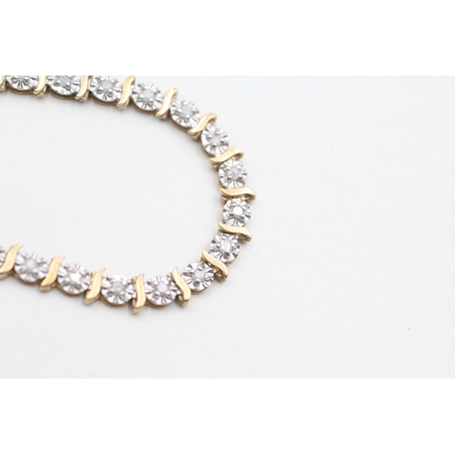 163 - 9ct gold diamond bracelet (5.7g)