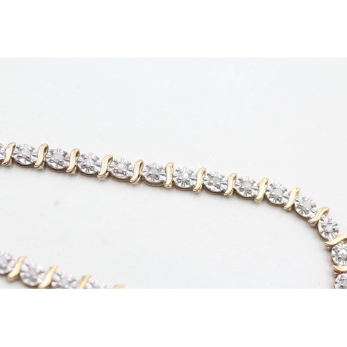 163 - 9ct gold diamond bracelet (5.7g)