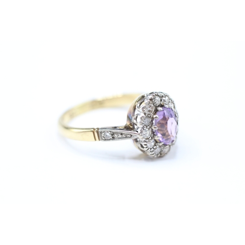 17 - 18ct gold & platinum amethyst & diamond dress ring (4.5g) Size Q