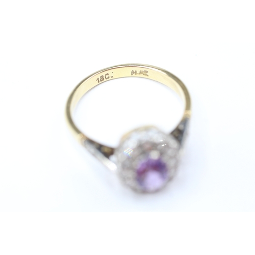 17 - 18ct gold & platinum amethyst & diamond dress ring (4.5g) Size Q