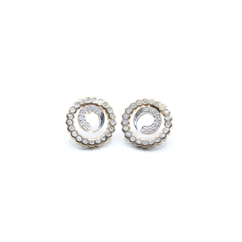 178 - 9ct gold and diamond circle stud earrings (6.6g)