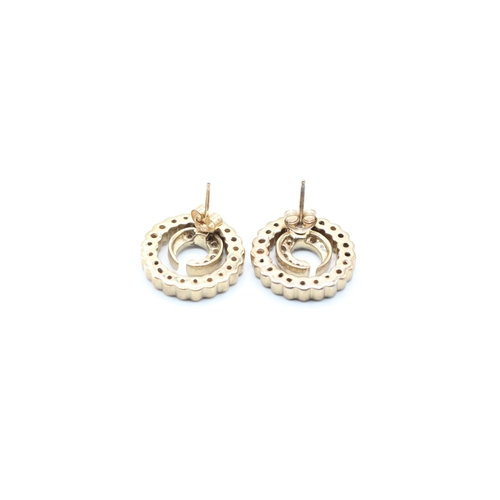 178 - 9ct gold and diamond circle stud earrings (6.6g)