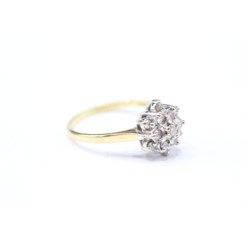 188 - 18ct gold diamond floral cluster ring (3.7g) Size O