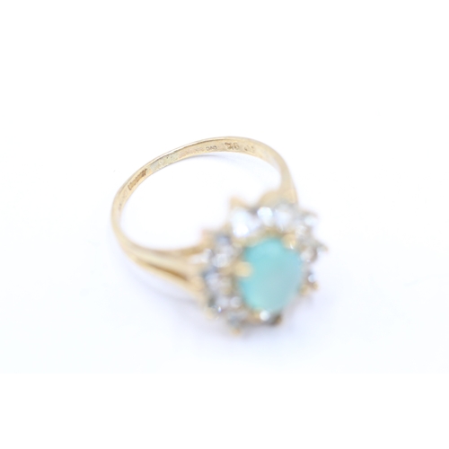 19 - 9ct gold green and blue gemstone ring (2.8g) Size J 1/2