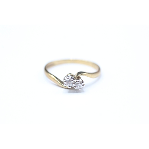 190 - 9ct gold 'toi et moi' diamond ring (1.6g) Size L