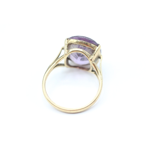 193 - 9ct gold amethyst single stone ring (3.3g) Size K