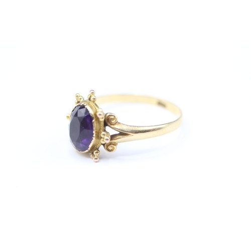 203 - 18ct gold amethyst single stone ring (2.4g) Size N