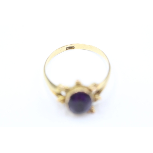 203 - 18ct gold amethyst single stone ring (2.4g) Size N