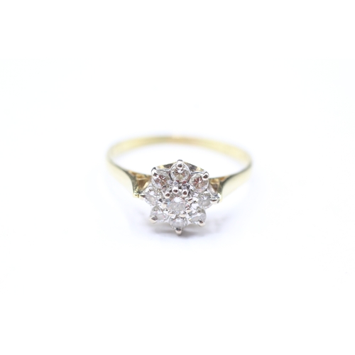 204 - 18ct gold diamond cluster ring (3.2g) Size R 1/2