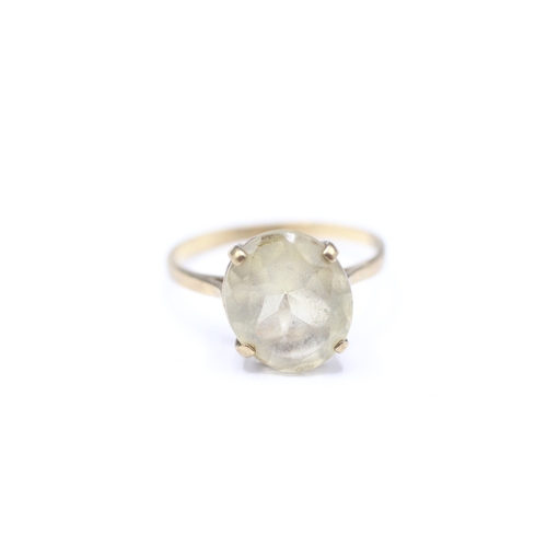 207 - 9ct gold clear gemstone single stone ring (2.3g) Size O