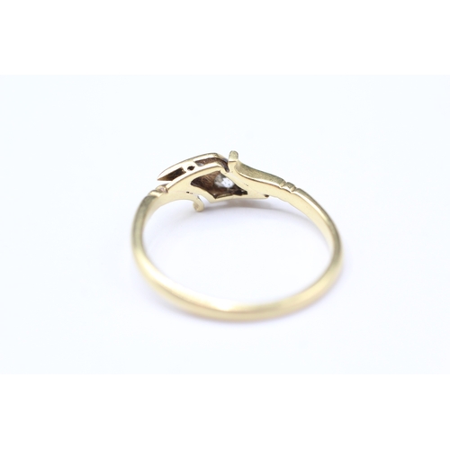 219 - 18ct gold diamond twin stone ring (2.3g) Size O