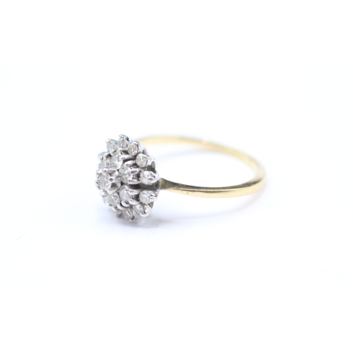 222 - 18ct gold diamond floral cluster ring (3g) Size N