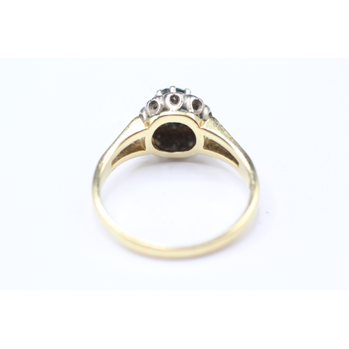 223 - 18ct gold diamond and sapphire cluster ring (3.9g) Size P