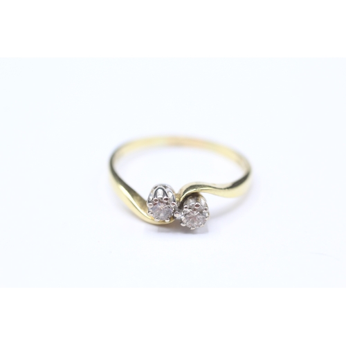 224 - 18ct gold diamond Toi et Moi ring (2.9g) Size Q