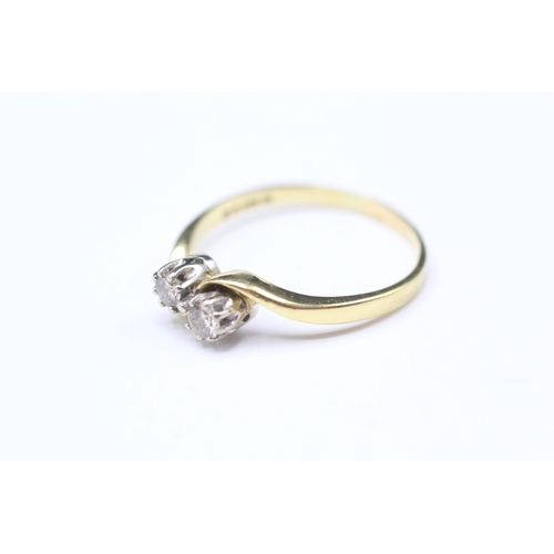 224 - 18ct gold diamond Toi et Moi ring (2.9g) Size Q